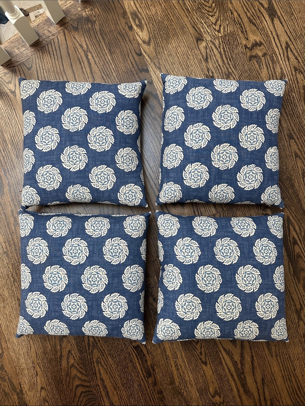 Blue Decorative Throw Pillow Set of 4 - Floral Medallion